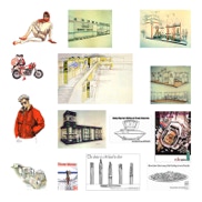 visuals drawn up quickly with magic markers and knocked up advertisments with headlines and straplines 